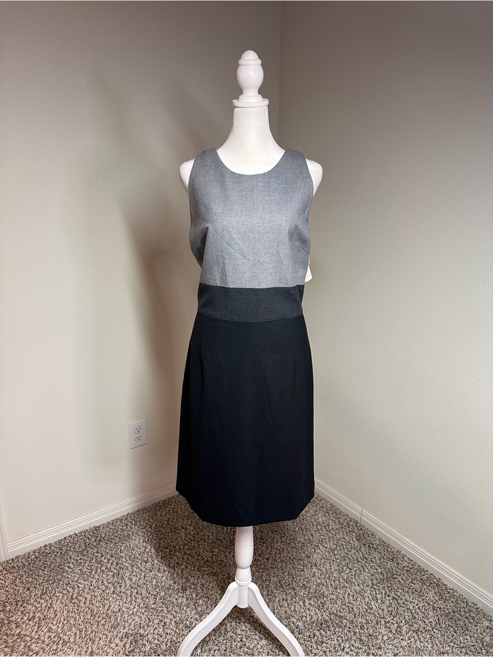 Pink Tartan Gray and Black Colorblock Midi Dress
